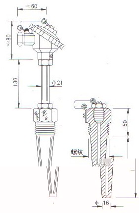 低溫低壓熱電偶（熱電(dian)阻）産品結構圖